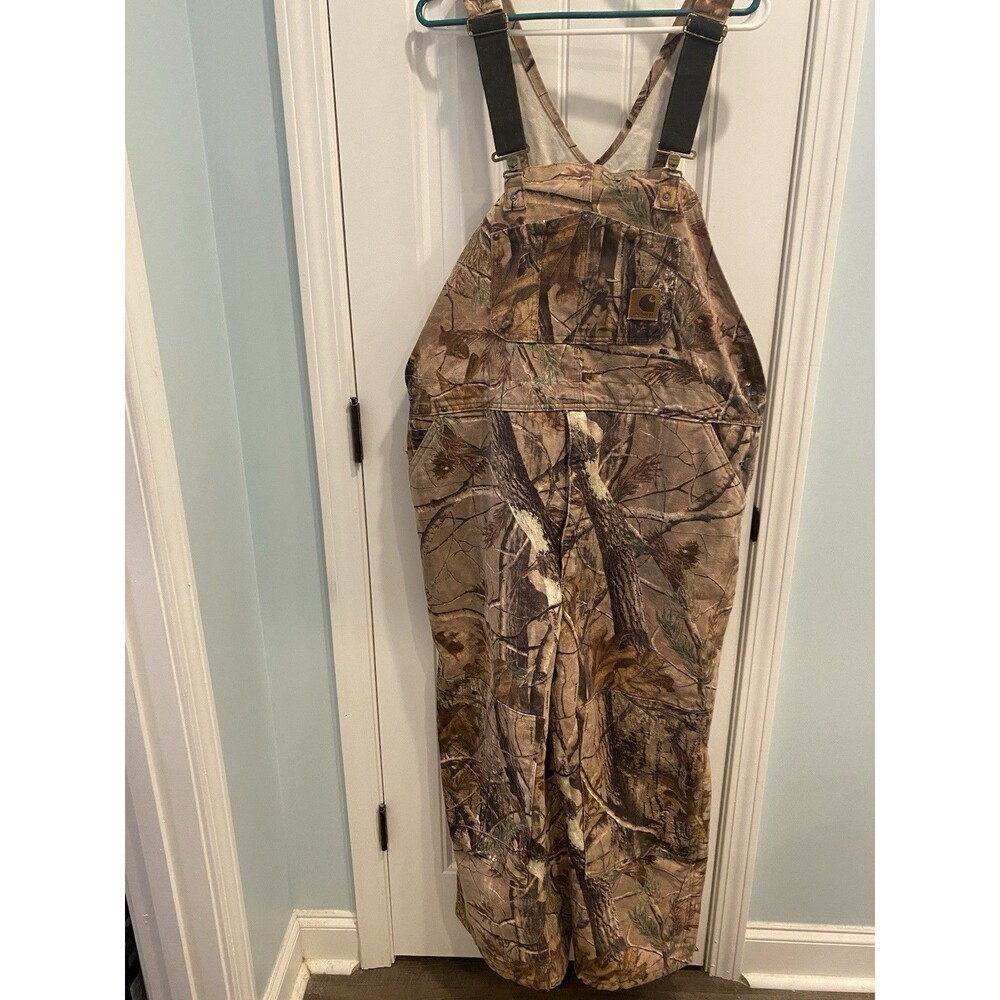Carhartt Realtree Camo Bib Overalls 54 CAP USA Made Hunting Workwear Insulated